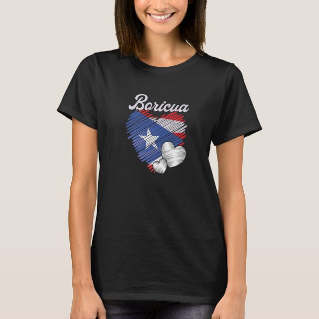 Camiseta Boricua Heart Puerto Rico Flag Patriotic Puerto Ri (Frente)