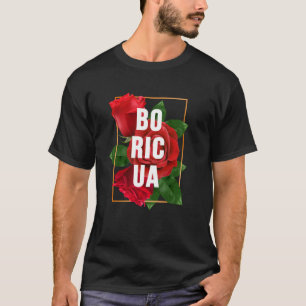 Camiseta Boricua Latina Rosas Menina Porto-Riquenha Porto R