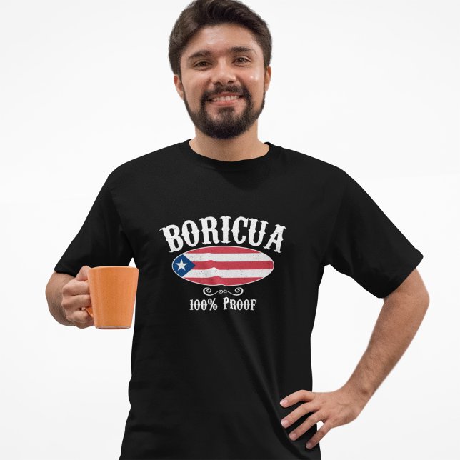 Camiseta Boricua Porto Rico 100% (Vintage Puerto Rico Flag Boricua 100 Proof T-Shirt)