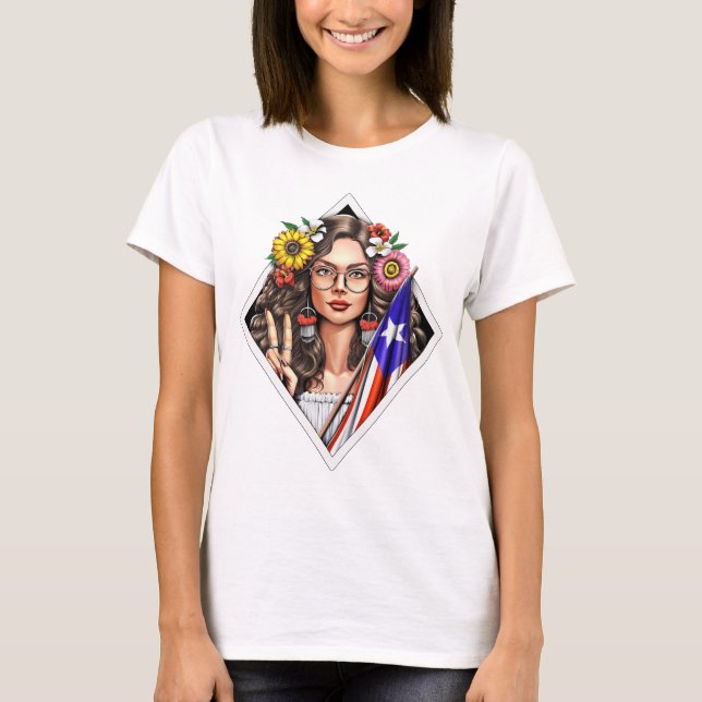 Camiseta Boricua Porto Rico Girl (Frente)