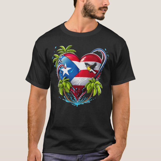Camiseta Boricua Porto Rico Heart (Frente)