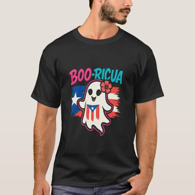Camiseta Boricua Puerto Rico Halloween Outfit Boo-ricua 1 (Frente)