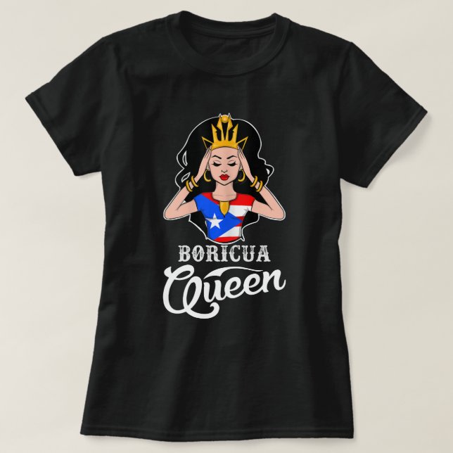 Camiseta Boricua Queen Puerto Rican Aniversário Para Mulher (Frente do Design)