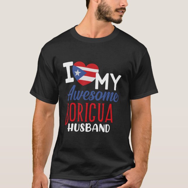 Camiseta Boriqua Puerto Rican I Love My Awesome Boricua Hus (Frente)