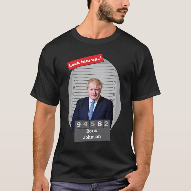 Camiseta Boris Johnson 🤣 Funny Mugshot Novelty T Shirt (Frente)