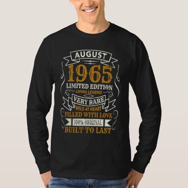 Camiseta Born 1965 Birthday Vintage August (Frente)