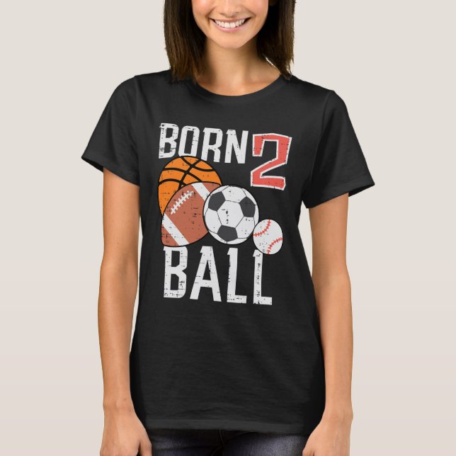 Camiseta Born Basketball Football 2nd Birthday Toddler Boy  (Frente)