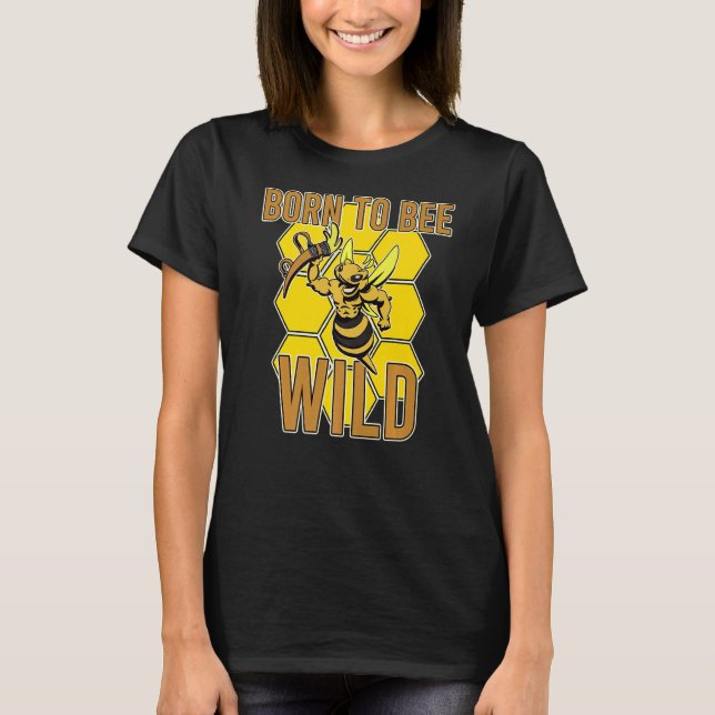 Camiseta Born Bee Wild Yellow Insect Farmland Honeybee Hone (Frente)