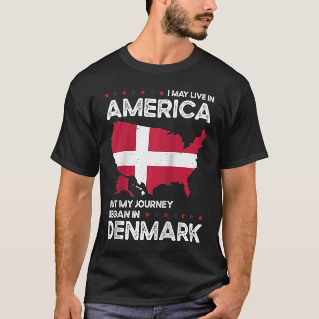 Camiseta Born Danish Denmark American USA Citizenship Ragla (Frente)