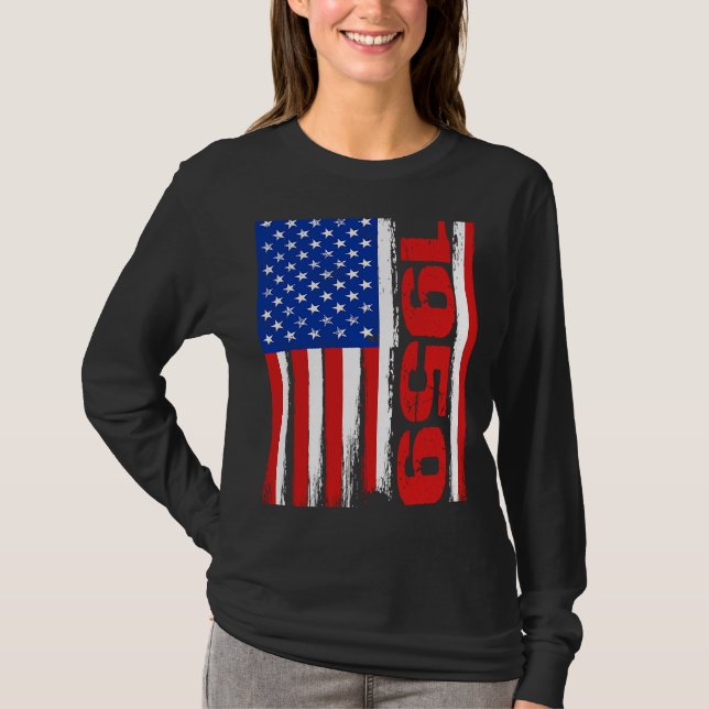 Camiseta Born in 1959 US Flag Patriotic Veterans Day 4th Of (Frente)