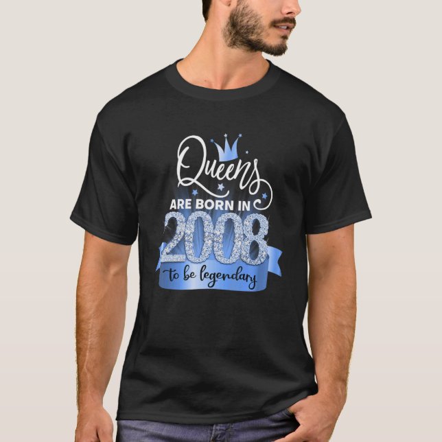 Camiseta Born in 2008 I Festive Black Blue Party Outfit & A (Frente)