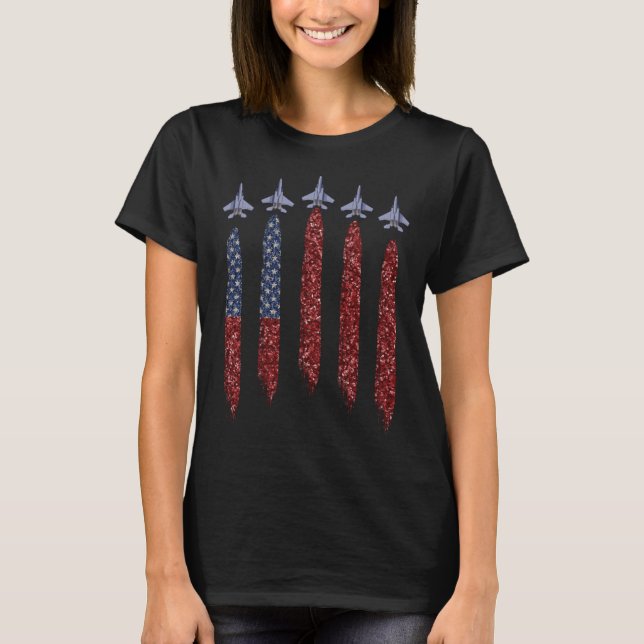 Camiseta Born In The Usa Eagle Usa Flag Airplane 4Th Of Jul (Frente)