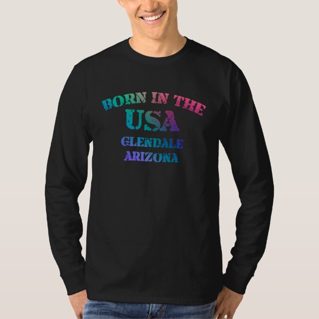 Camiseta Born in the USA Glendale Arizona distressed look d (Frente)