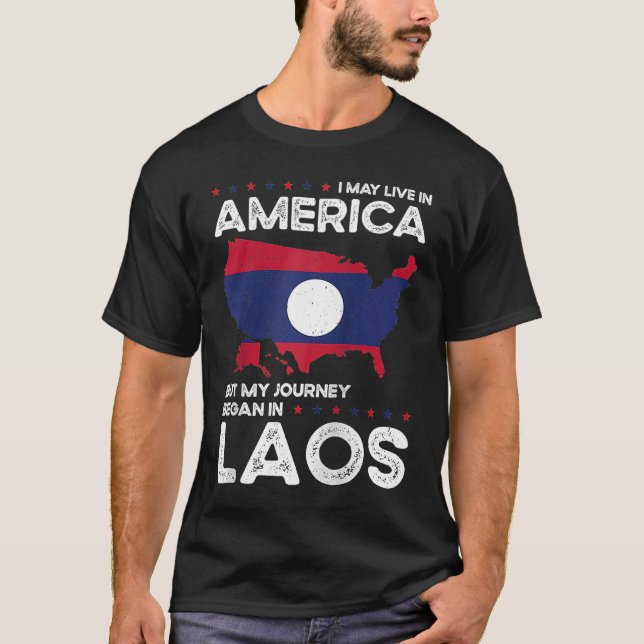Camiseta Born Laotian Laos American USA Citizenship Raglan  (Frente)