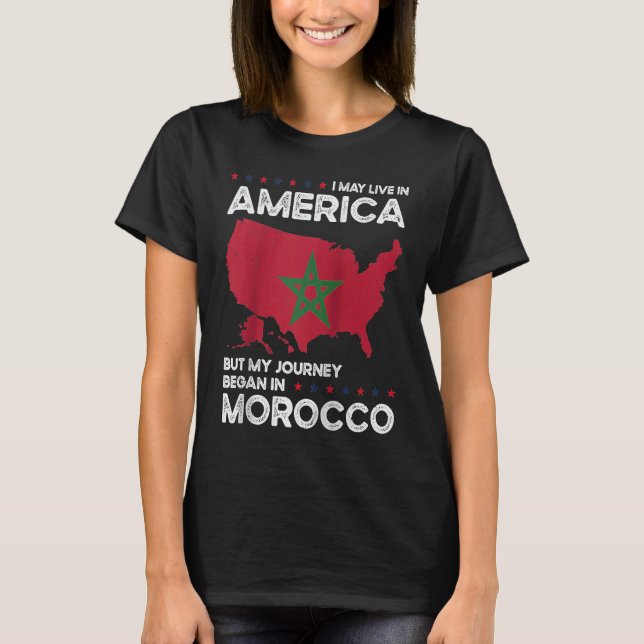 Camiseta Born Moroccan Morocco American USA Citizenship Rag (Frente)