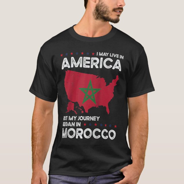 Camiseta Born Moroccan Morocco American USA Citizenship Rag (Frente)