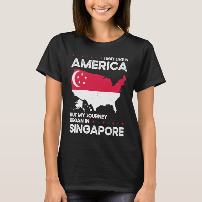 Camiseta Born Singaporean Singapore American USA Citizenshi (Frente)