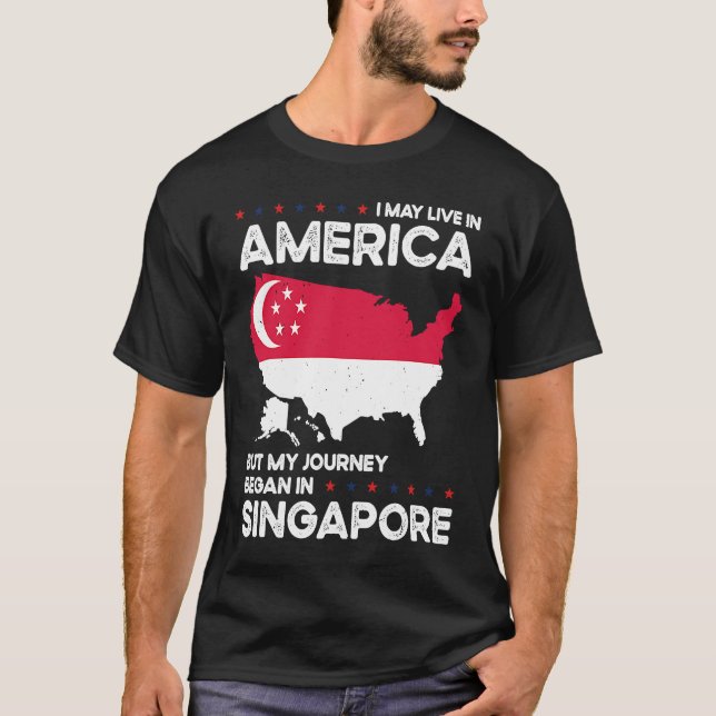 Camiseta Born Singaporean Singapore American USA Citizenshi (Frente)