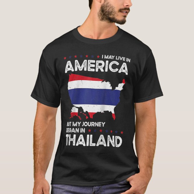 Camiseta Born Thai Thailand American USA Citizenship Raglan (Frente)