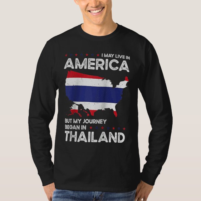 Camiseta Born Thai Thailand American USA Citizenship Raglan (Frente)