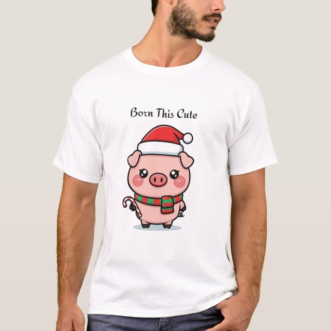 Camiseta Born This Cute | Cute Mini Pig Graphic T-Shirt (Frente)