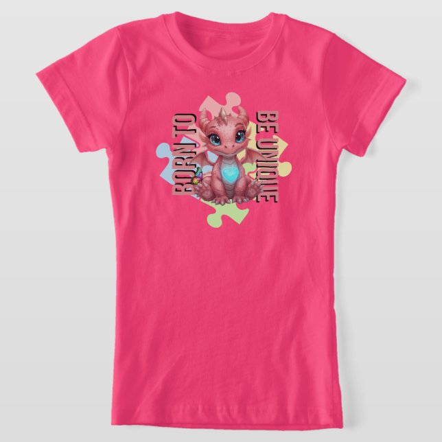 Camiseta Born to Be Unique – Dragon Heart Cute Baby Dragon  (Postura )