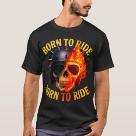 Camiseta Born to Ride Flaming Skull Helmet