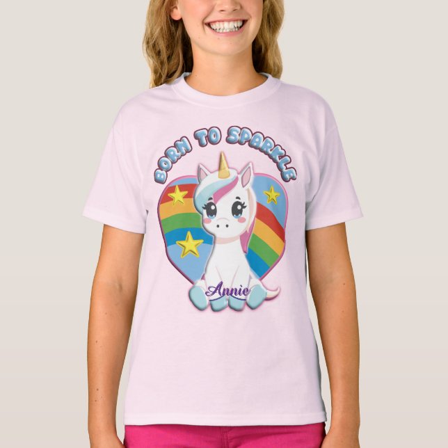 Camiseta Born to Sparkle Unicorn T-shirt (Frente)