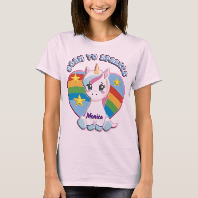 Camiseta Born to Sparkle Unicorn T-Shirt  (Frente)