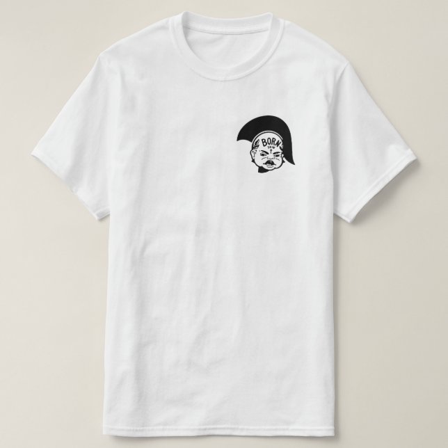 Camiseta Born Trojan Skinhead Cry Baby Tattoo-Design B/W (Frente do Design)