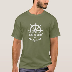 Camiseta Borra verde-oliva Oars Navios Helm Boat ou Nome