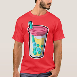 Camiseta Borracha De Água-Viva Chá Adorável Kawaii Animal C
