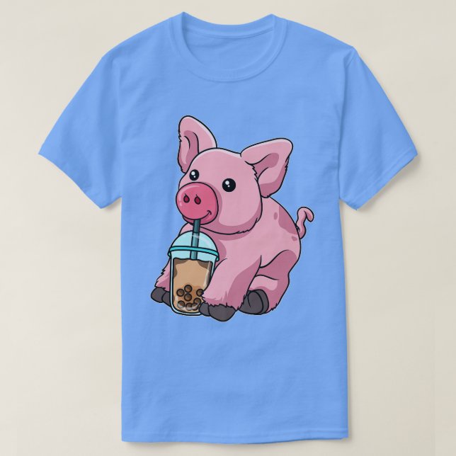 Camiseta Borracha De Bebendo De Suíno - Animais De Chá Com  (Frente do Design)