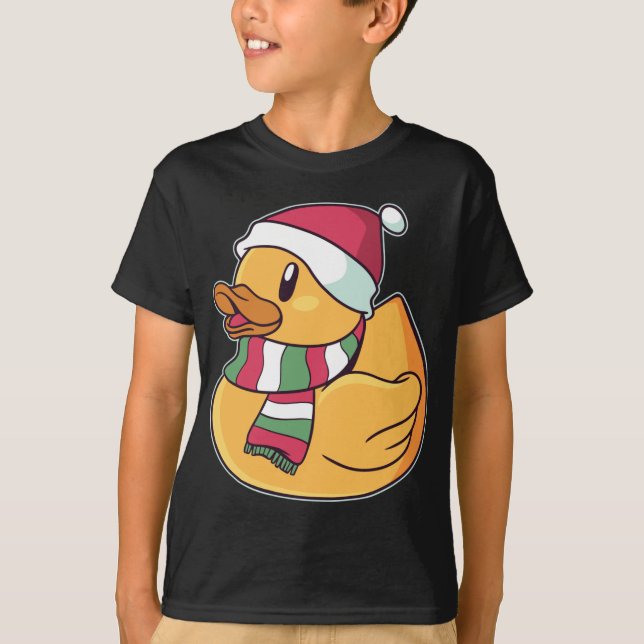 Camiseta Borracha do Xmas Duckie Duck Dom de Natal Bonito (Frente)