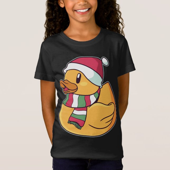 Camiseta Borracha do Xmas Duckie Duck Dom de Natal Bonito (Frente)