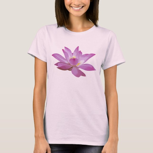 Camiseta Borrão de Cheio de Flor Lótus Rosa Bons (Frente)