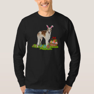 Camiseta Borzoi Dog Easter Ovo Caçando Páscoa de Bunny Borz