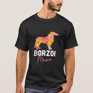 Camiseta Borzoi Dog Mãe Proprietária Peles Peles Pais Flowe