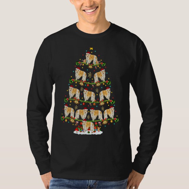 Camiseta Borzoi Dog  Xmas Santa Borzoi Christmas Tree (Frente)