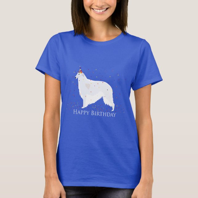 Camiseta Borzoi Happy Birthday Design (Frente)