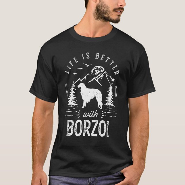 Camiseta Borzoi Life Melhor Mãe Pai (Frente)