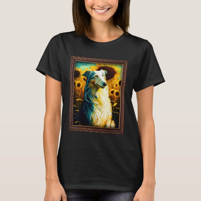 Camiseta Borzoin Pintura Flor de Girassol Mãe Mulheres Flor (Frente)