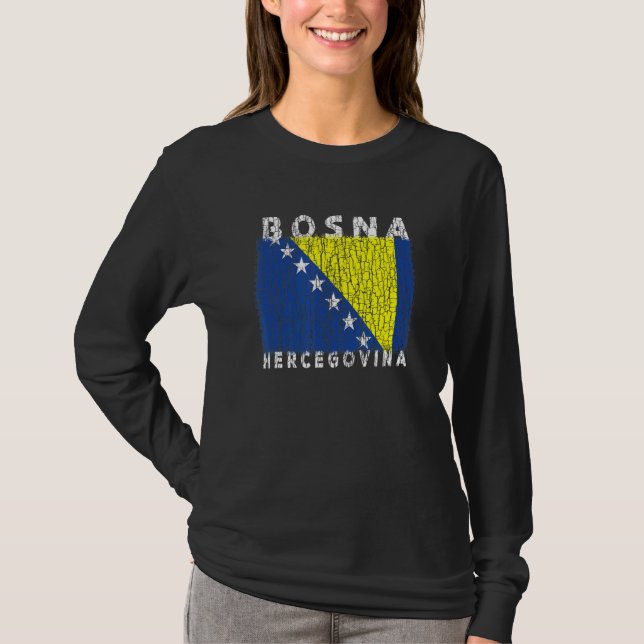 Camiseta Bosnia and Herzegovina Flag Used Look  For Bosnian (Frente)