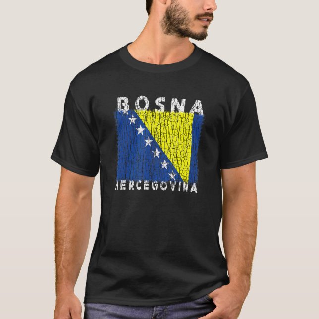 Camiseta Bosnia and Herzegovina Flag Used Look  For Bosnian (Frente)