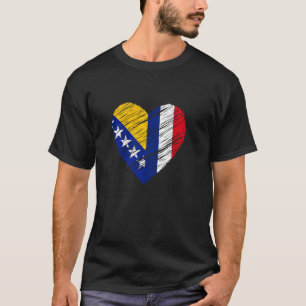 Camiseta Bósnia França Coração Bandeira Francesa Bandeira B