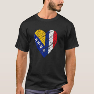 Camiseta Bósnia França Coração Bandeira Francesa Bandeira B