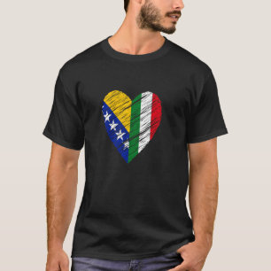 Camiseta Bósnia Itália Coração Bandeira Italiana Bandeira d