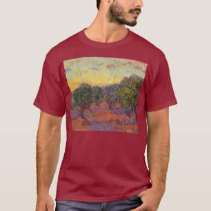 Camiseta Bosque verde-oliva, céu alaranjado por Vincent va