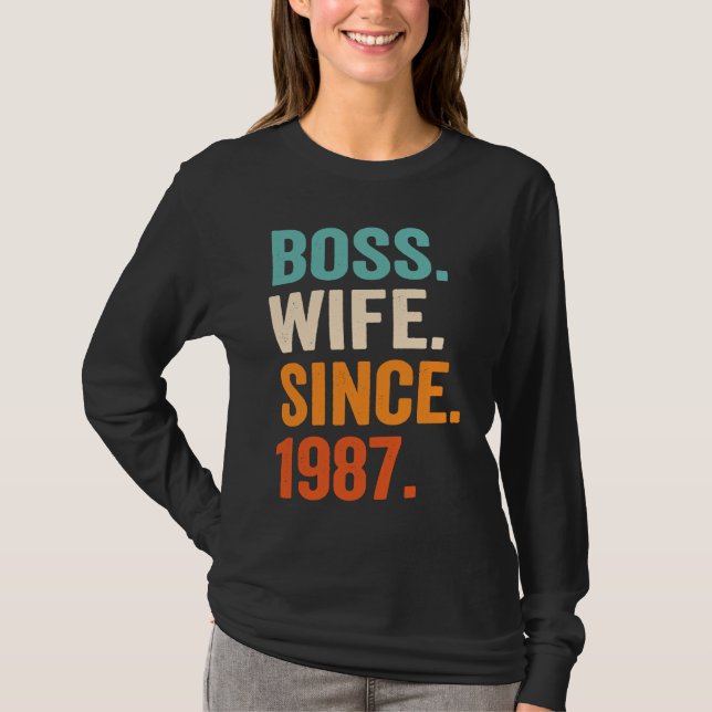 Camiseta Boss Wife Since 1987 36th wedding anniversary (Frente)