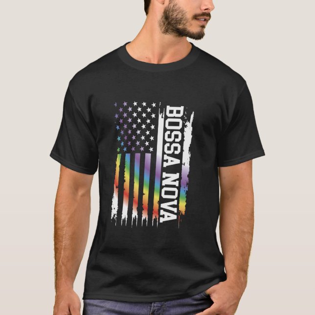 Camiseta Bossa Nova Estados Unidos afligiu o arco-íris com  (Frente)